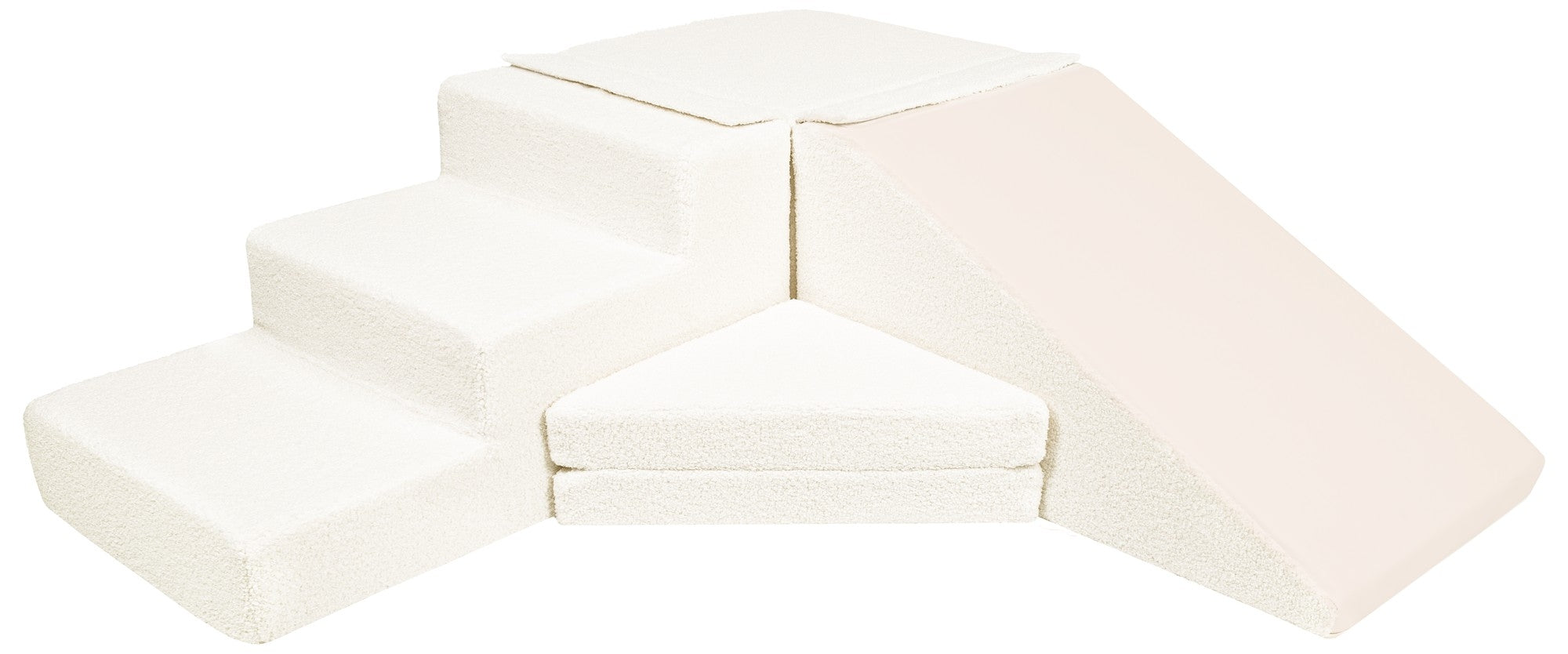 Slide and step kubbar bouclé beige