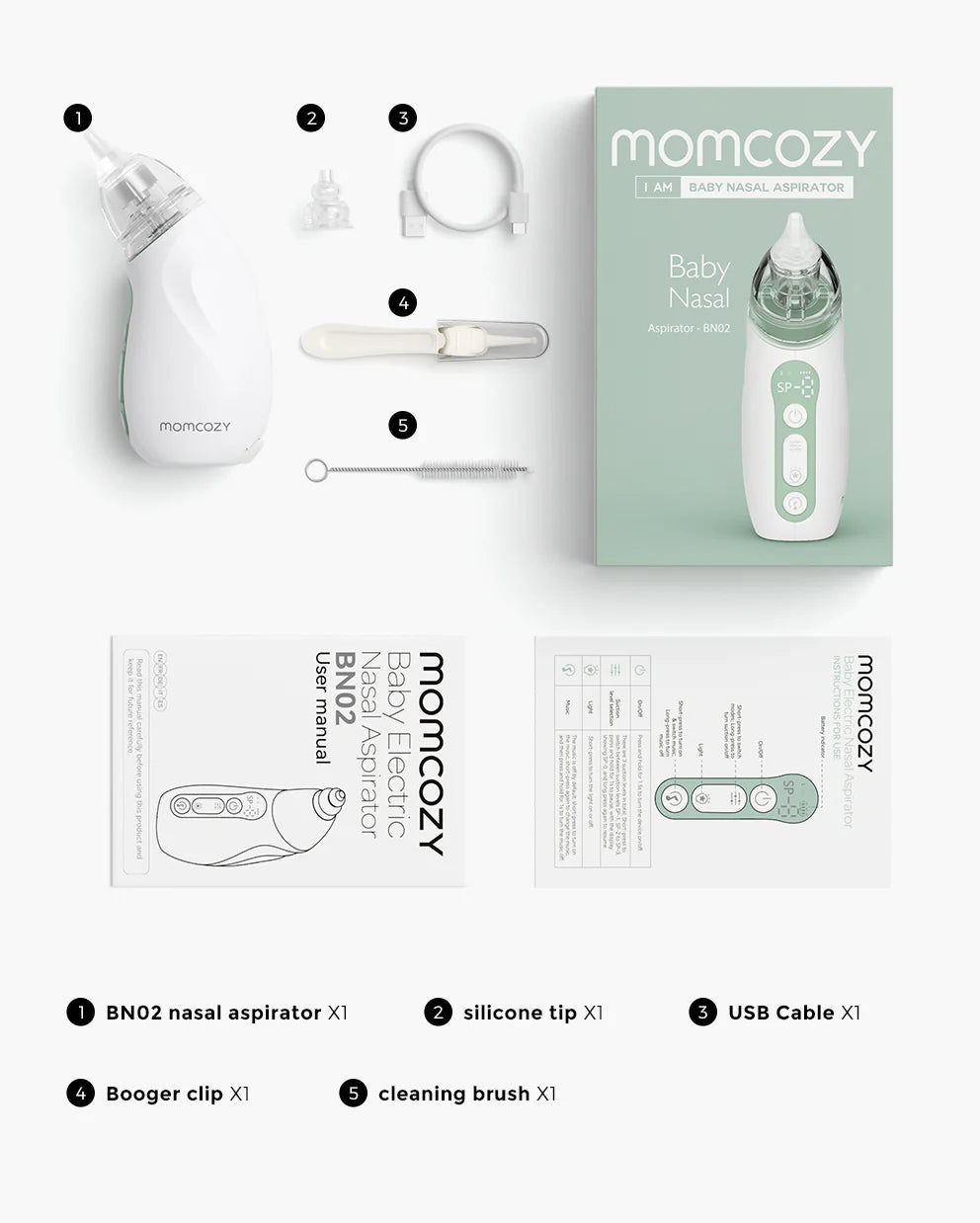 Rafmagns Nefsuga fyrir Börn - Momcozy Baby Nasal Aspirator