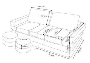 Modular Bouclé Leiksófi Beige/Hvítur