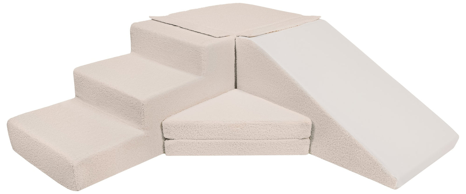 Slide and step kubbar bouclé Ljós brúnt