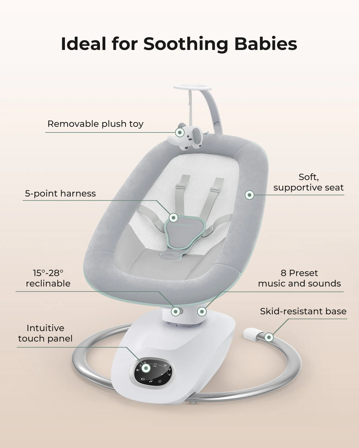 Momcozy Ömmustóll - Momcozy CocoSway 3D-Motion Electric Baby Swing