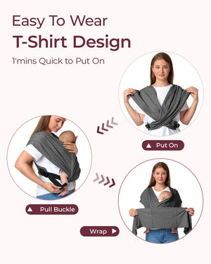 Momcozy Burðarsjal Svart - Baby Wrap Carrier