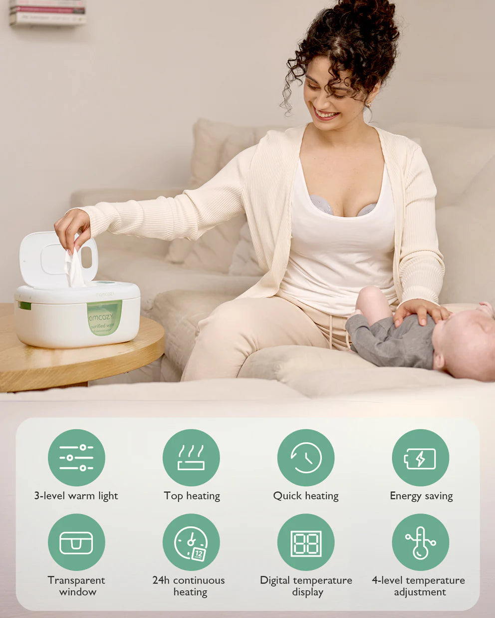 blautþurrkubox með hita - Momcozy Baby Wipe Warmer