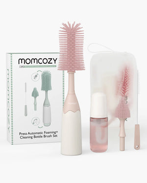 FORSALA - Þvottaburstsett fyrir pela - Momcozy Innovative Push-Press Design Bottle Brush Kit