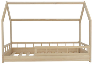 Rúm með húsgrind og rimlum 160X80cm - Viðar