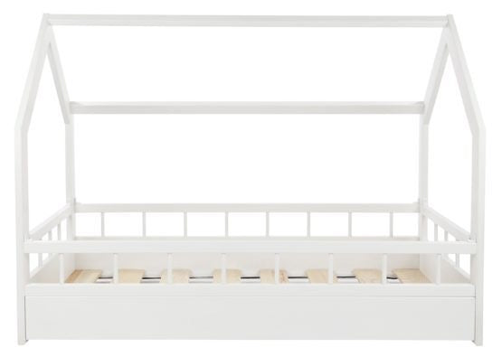 Rúm með húsgrind og rimlum 160X80cm Hvítt