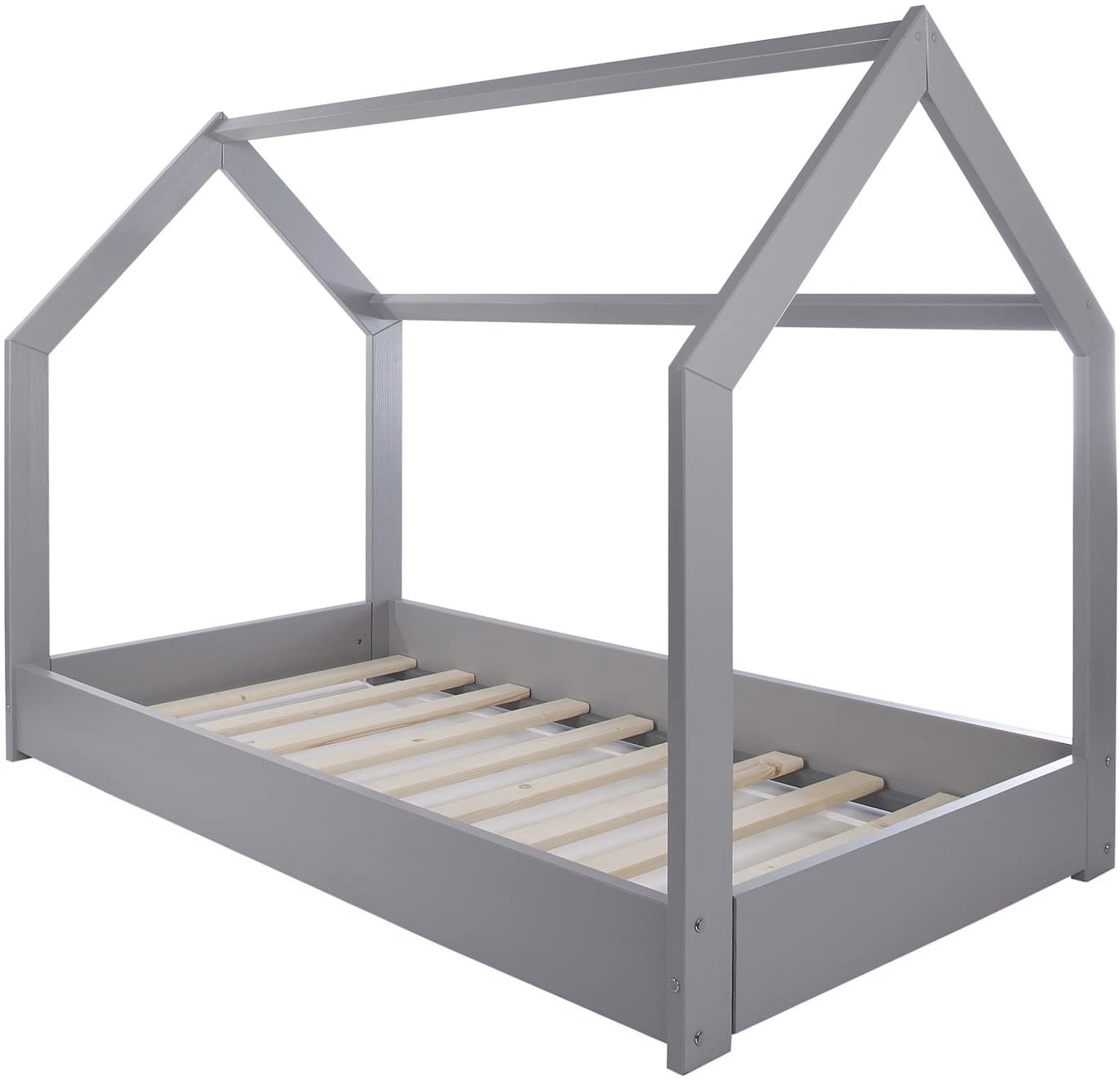 Rúm með húsgrind 190X90cm Grátt