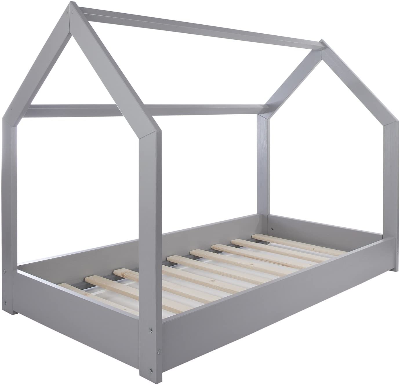 Rúm með húsgrind 190X90cm Grátt